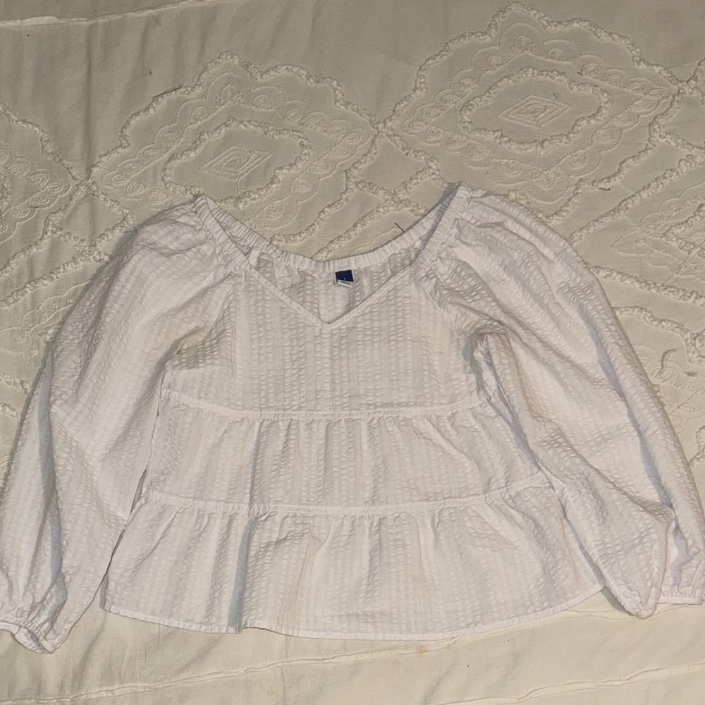 White Textured Women's Top